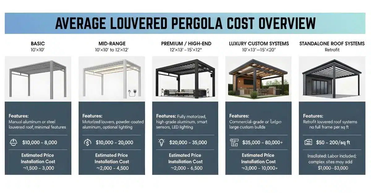 louvered pergola cost breakdown chart