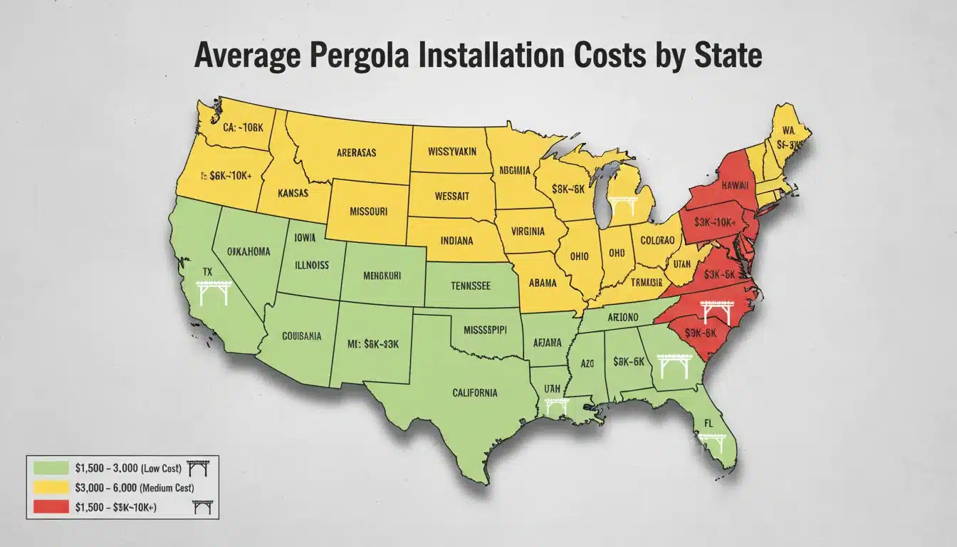 Regional location affecting pergola pricing and customization needs.