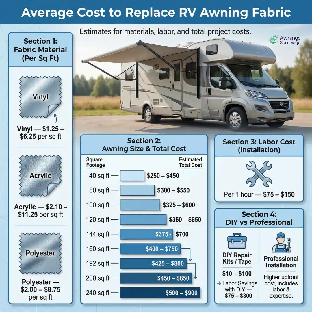 Average Cost to Replace RV Awning Fabric
