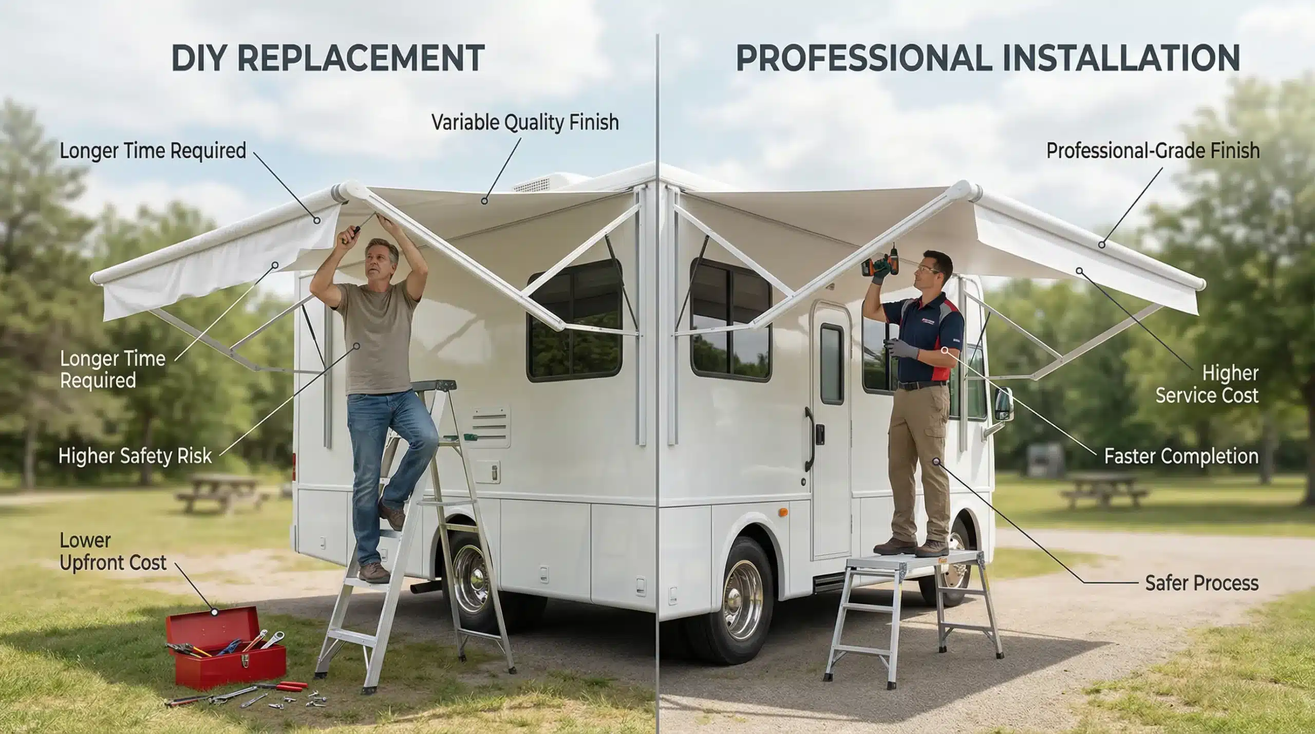 DIY vs Professional RV Awning Fabric Replacement