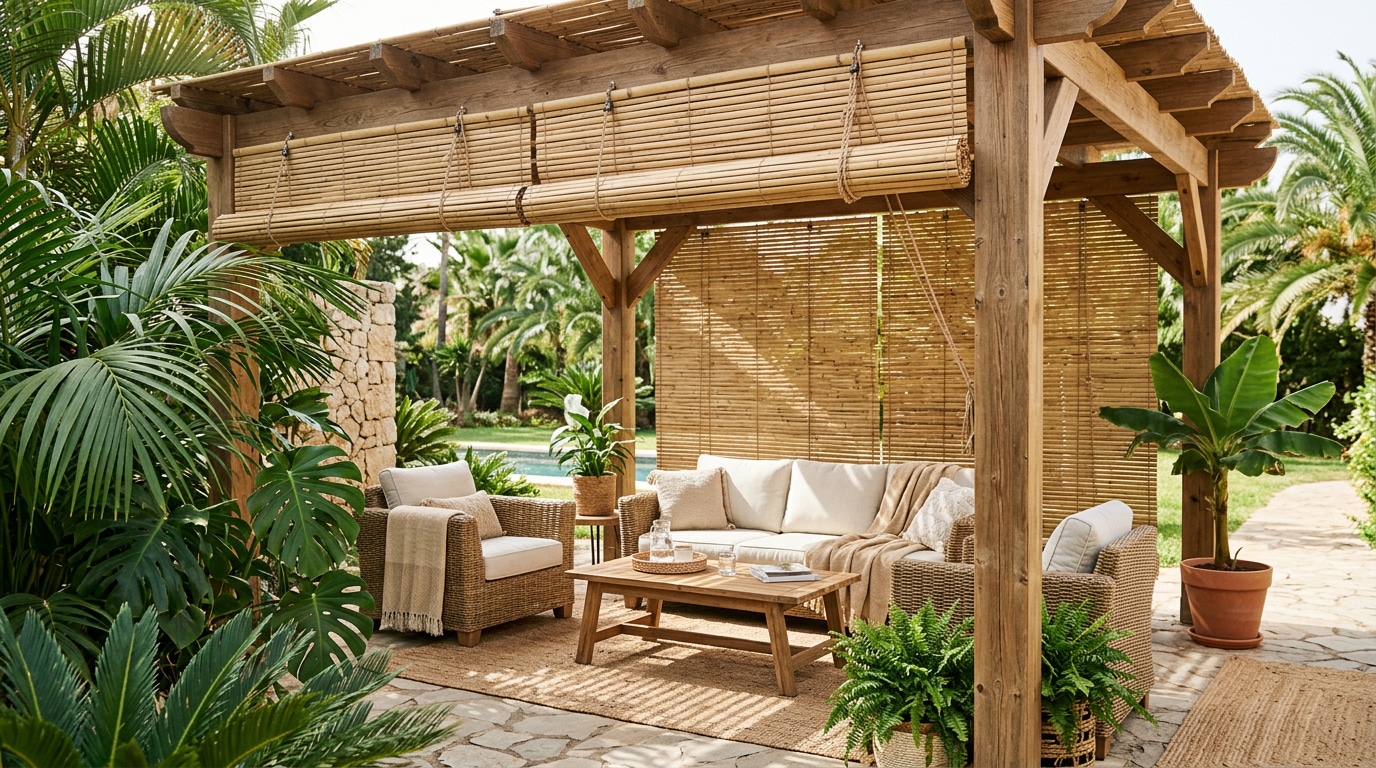 Roll-Up Bamboo Shade Canopy