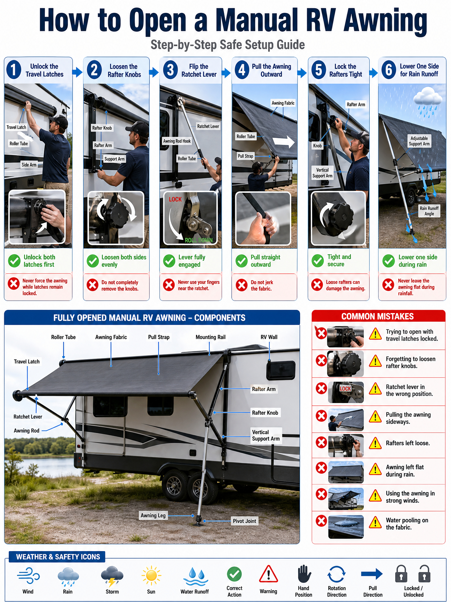 How to Open a Manual RV Awning